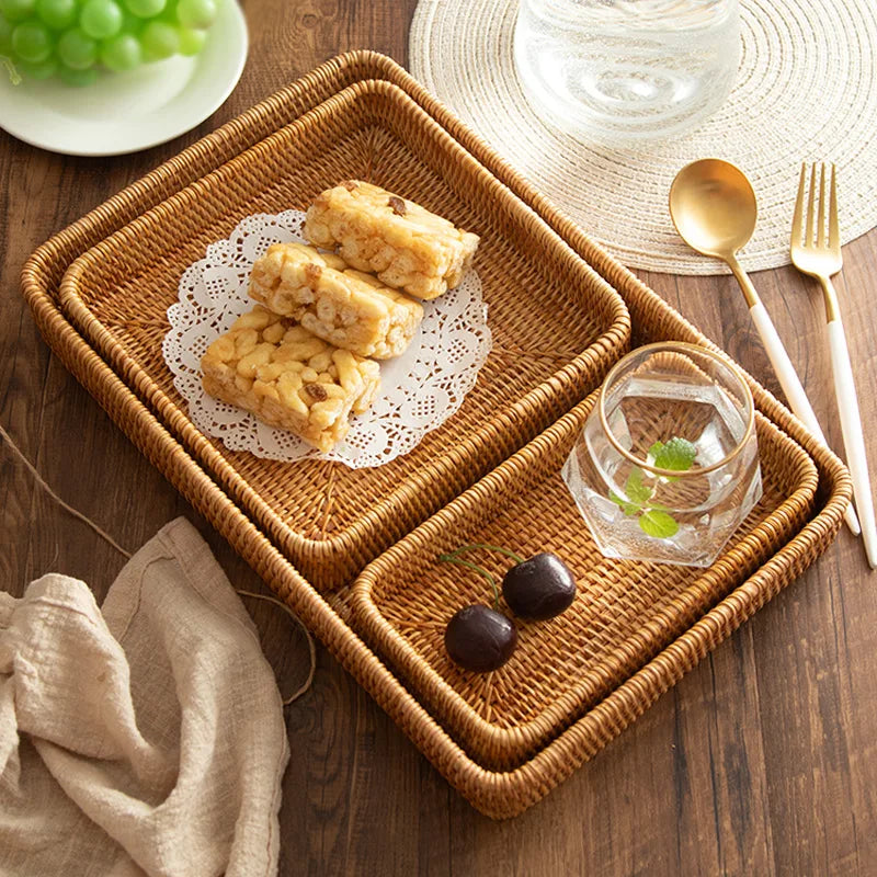 Handwoven Dinner Square Tray - lafenora