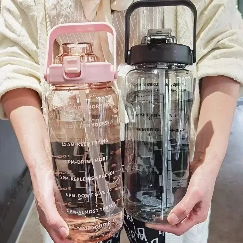 2L Portable Water Bottle With Time Marker - lafenora