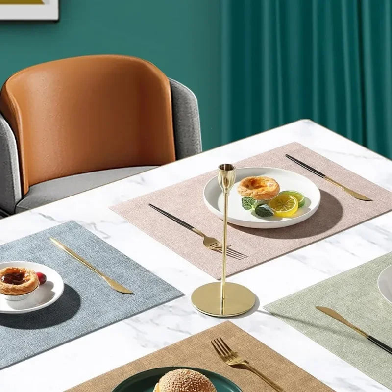 Double-Sided PU Leather Washable Placemats Heat-Resistant Waterproof Non-Slip (4-Pack) - lafenora