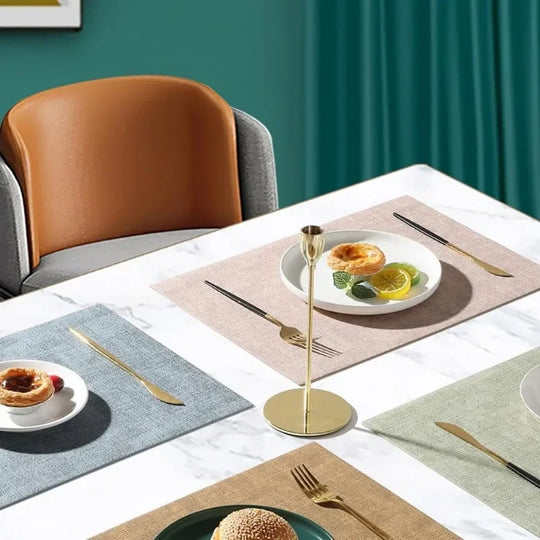 Double-Sided PU Leather Washable Placemats Heat-Resistant Waterproof Non-Slip (4-Pack) - lafenora