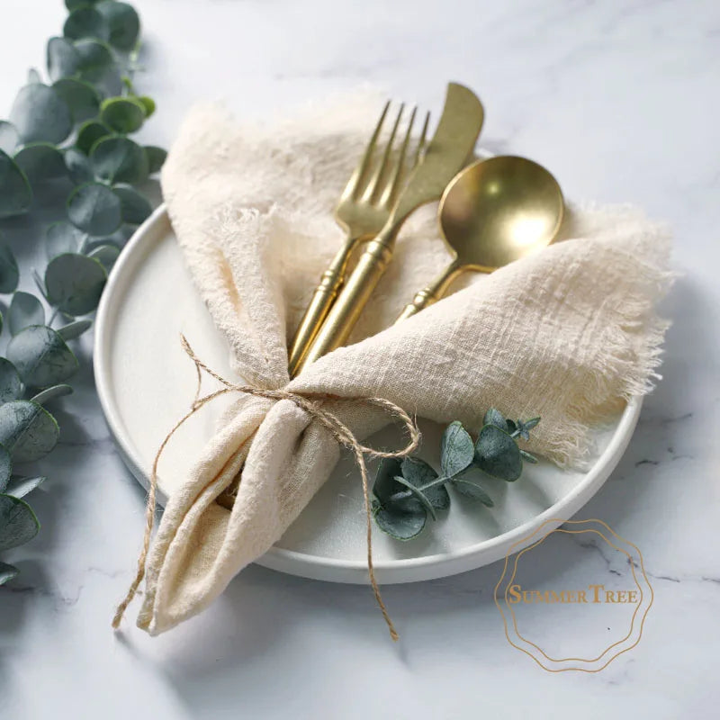 12-Pack Rustic Cotton Gauze Cloth Napkins 41×41cm for Dining, Weddings &amp; Parties - lafenora