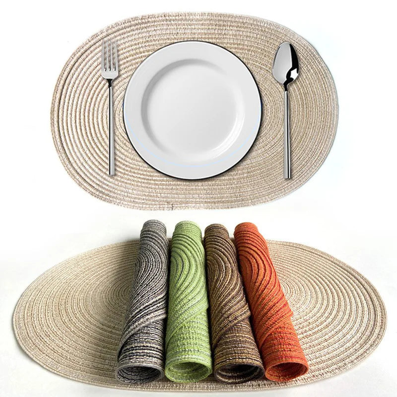 4-Piece Oval PU Placemats Set – Farmhouse &amp; Outdoor Dining Table Mats - lafenora
