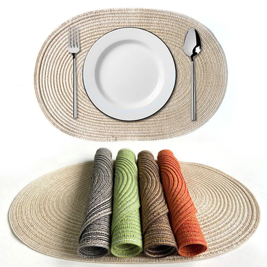 4-Piece Oval PU Placemats Set – Farmhouse &amp; Outdoor Dining Table Mats - lafenora