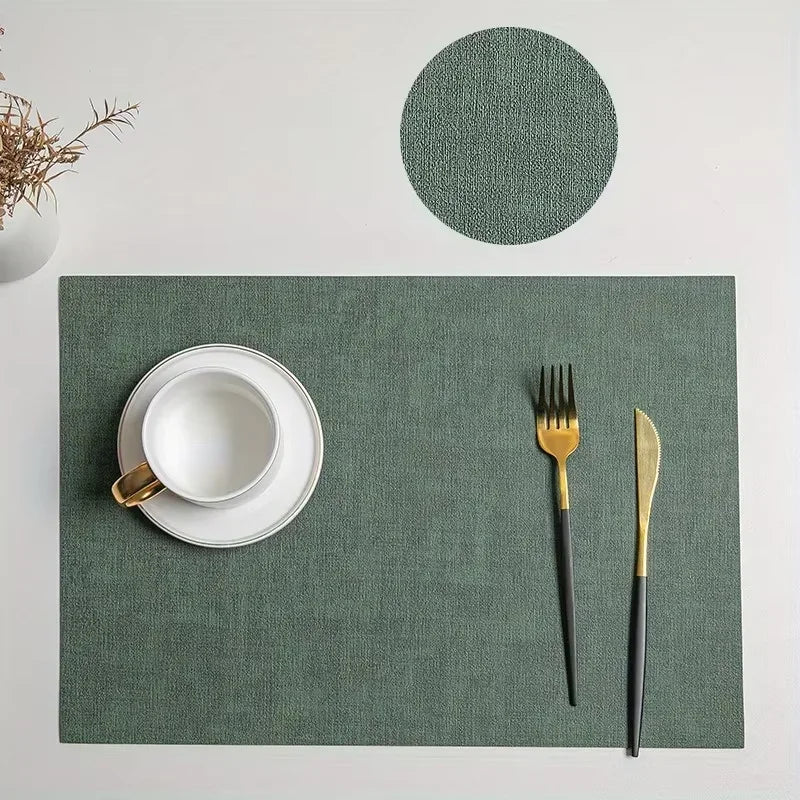Double-Sided PU Leather Washable Placemats Heat-Resistant Waterproof Non-Slip (4-Pack) - lafenora