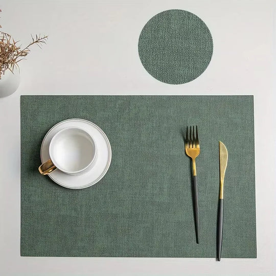 Double-Sided PU Leather Washable Placemats Heat-Resistant Waterproof Non-Slip (4-Pack) - lafenora
