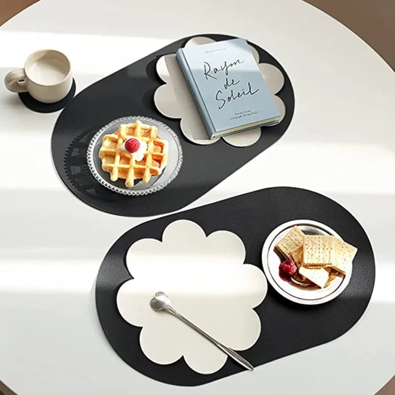 4-Pack Faux Leather Oval Placemats – Washable, Non-Slip, Oil-Proof &amp; Stain-Resistant Table Mats - lafenora