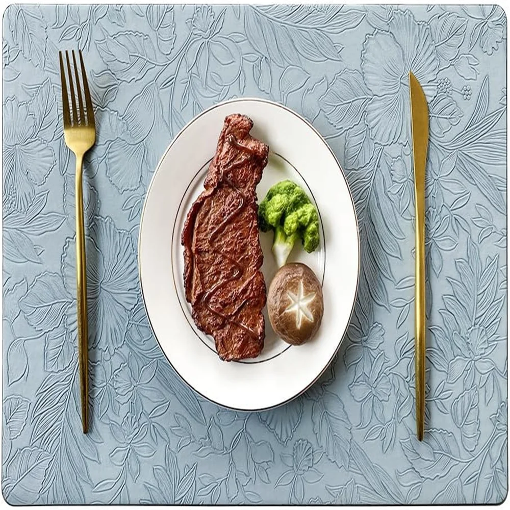Leather Placemats Heat-Resistant Washable Dining Table Mats Waterproof &amp; Non-Slip - lafenora