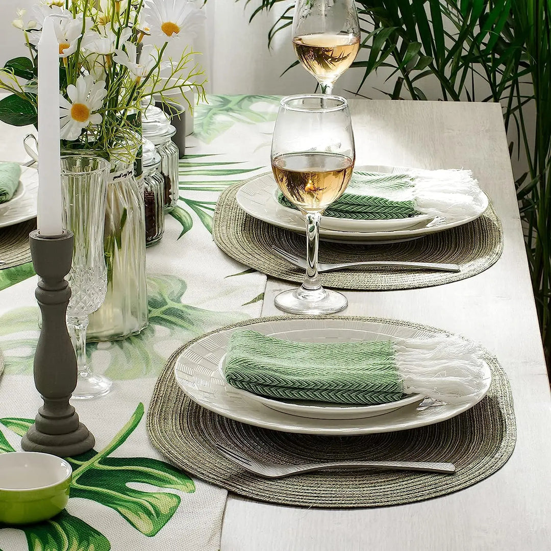 4-Piece Oval PU Placemats Set – Farmhouse &amp; Outdoor Dining Table Mats - lafenora