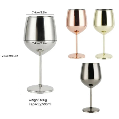 3pcs Stainless Steel Cocktail and Wine Glasses