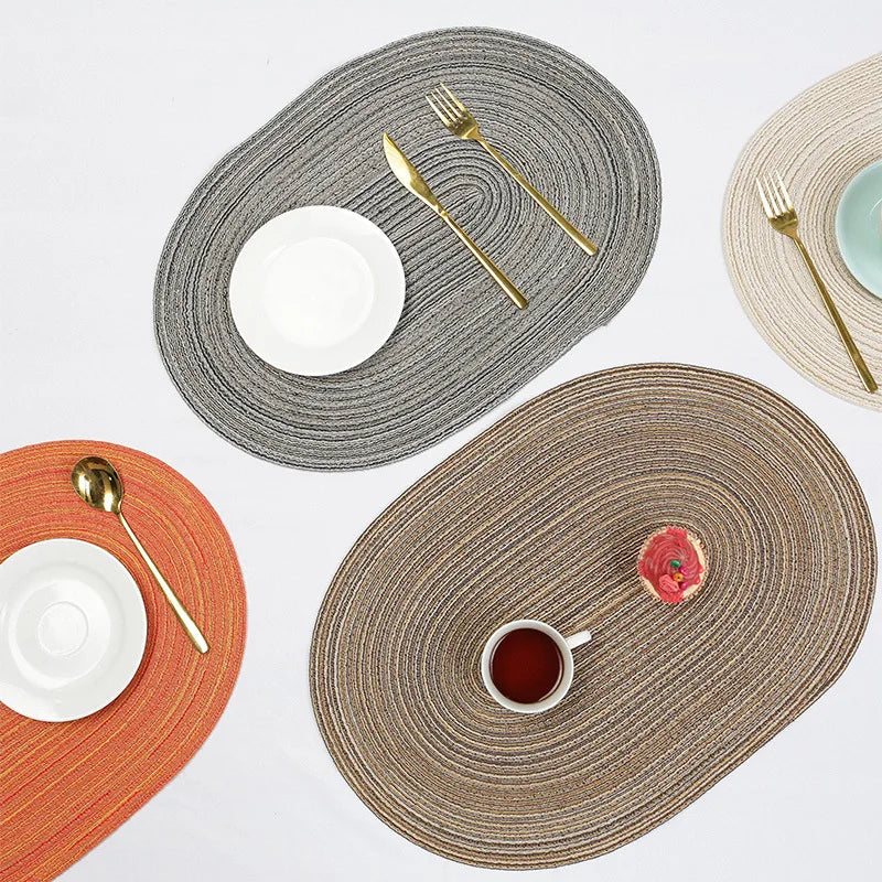 4-Piece Oval PU Placemats Set – Farmhouse &amp; Outdoor Dining Table Mats - lafenora