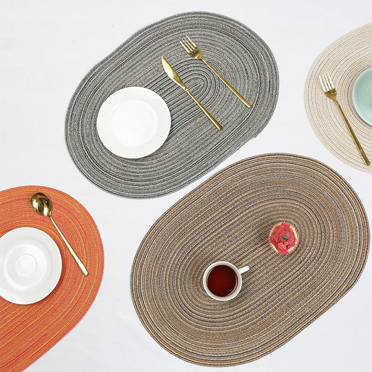 4-Piece Oval PU Placemats Set – Farmhouse &amp; Outdoor Dining Table Mats - lafenora