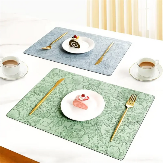 Leather Placemats Heat-Resistant Washable Dining Table Mats Waterproof &amp; Non-Slip - lafenora