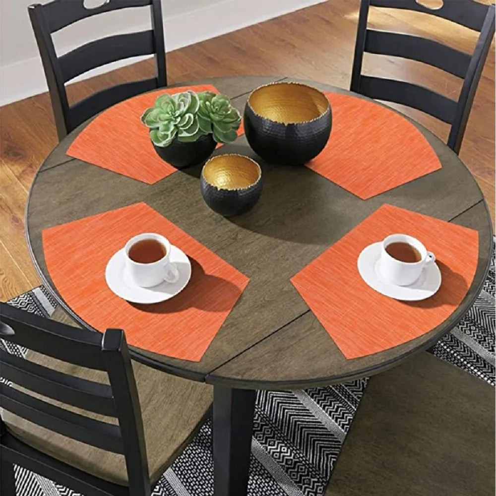 Set of 4 Round Woven Vinyl Placemats – Heat Resistant Non-Slip Table Mats for Indoor &amp; Outdoor Use - lafenora