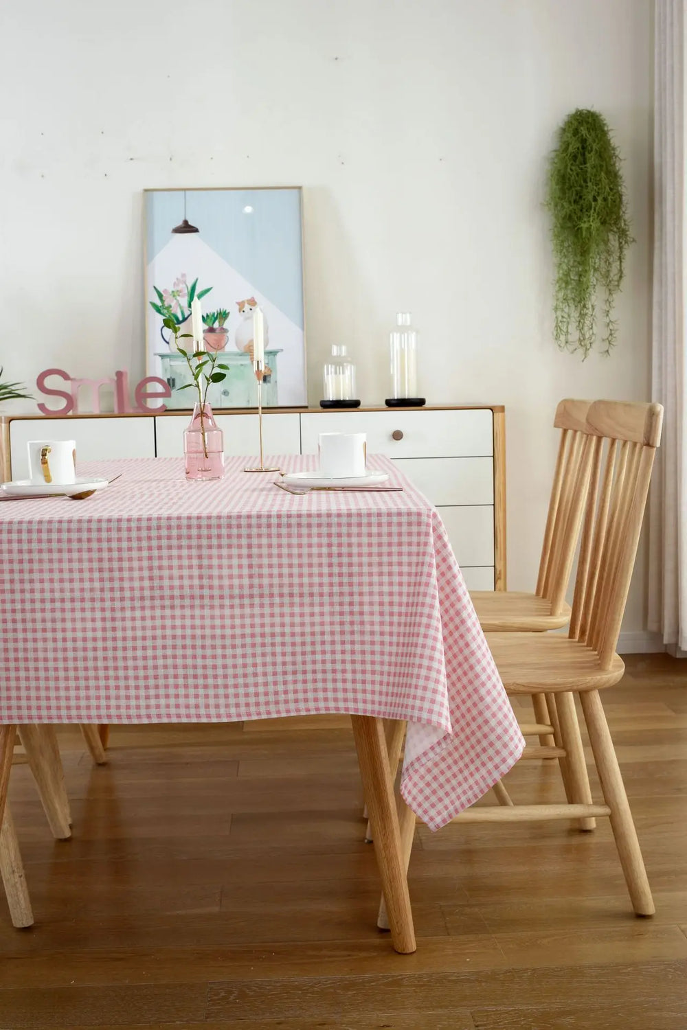 Vintage Gingham Checkered Cotton Tablecloth for Indoor & Outdoor Dining - lafenora