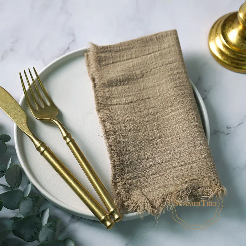 12-Pack Rustic Cotton Gauze Cloth Napkins 41×41cm for Dining, Weddings &amp; Parties - lafenora