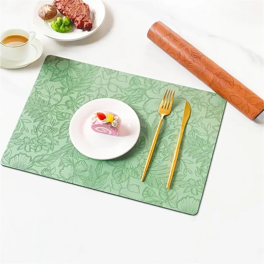 Leather Placemats Heat-Resistant Washable Dining Table Mats Waterproof &amp; Non-Slip - lafenora
