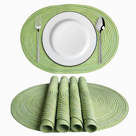 4-Piece Oval PU Placemats Set – Farmhouse &amp; Outdoor Dining Table Mats - lafenora