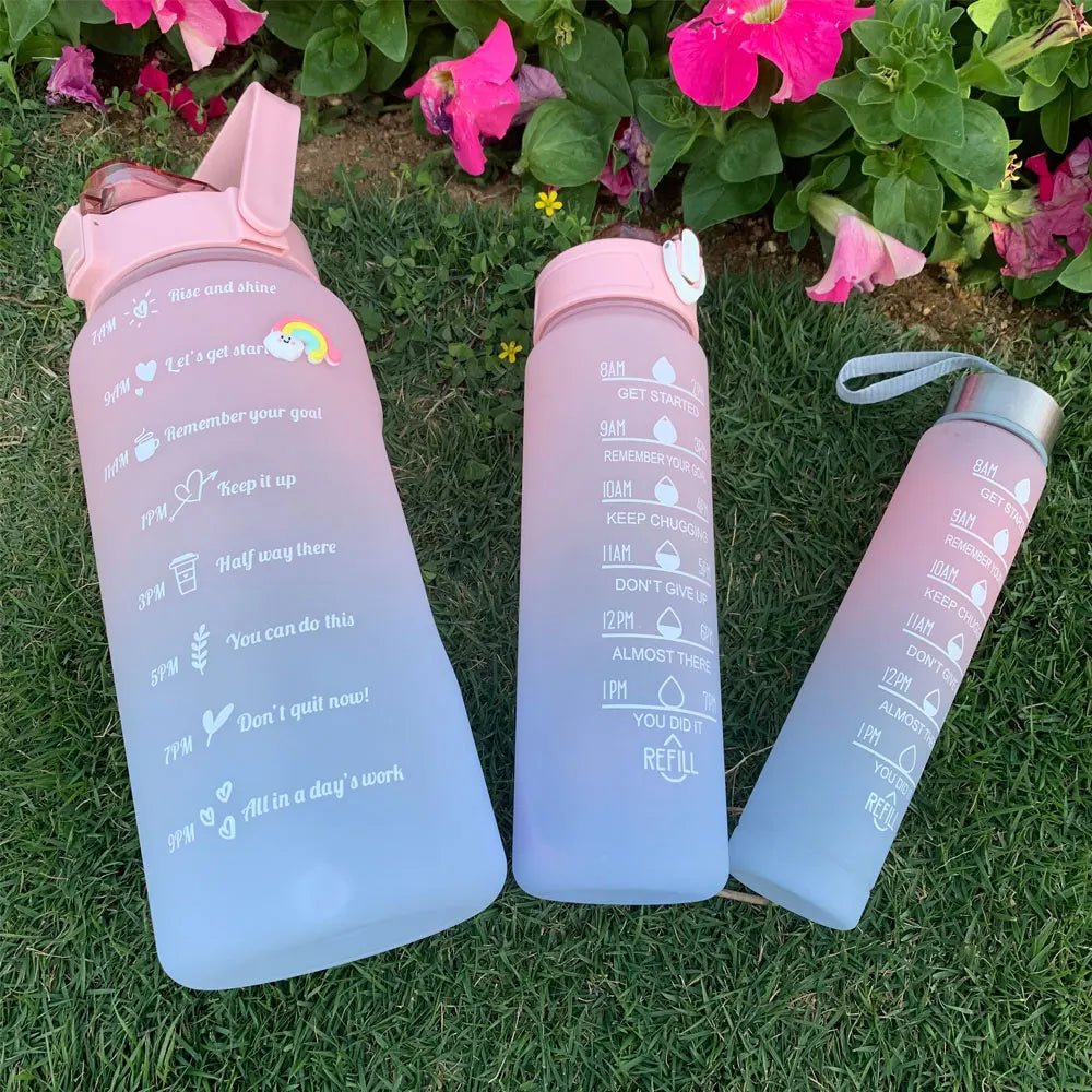BPA Free Sports Water Bottle With Time Marker - lafenora