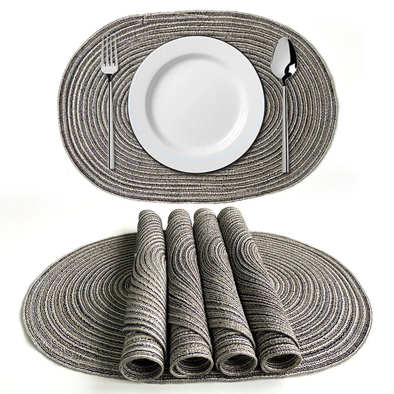 4-Piece Oval PU Placemats Set – Farmhouse &amp; Outdoor Dining Table Mats - lafenora
