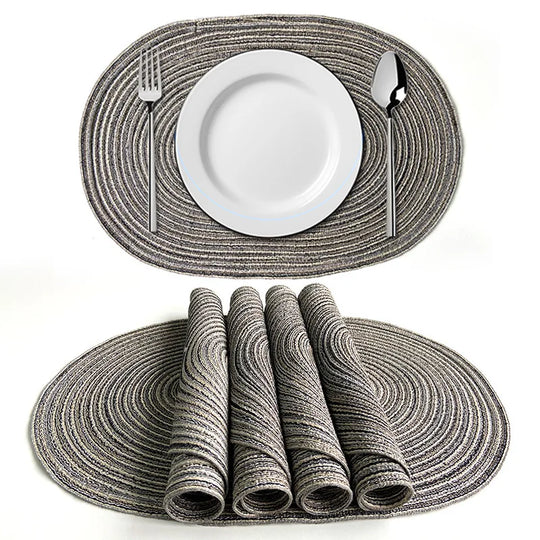 4-Piece Oval PU Placemats Set – Farmhouse &amp; Outdoor Dining Table Mats - lafenora