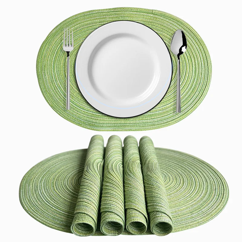 4-Piece Oval PU Placemats Set – Farmhouse &amp; Outdoor Dining Table Mats - lafenora