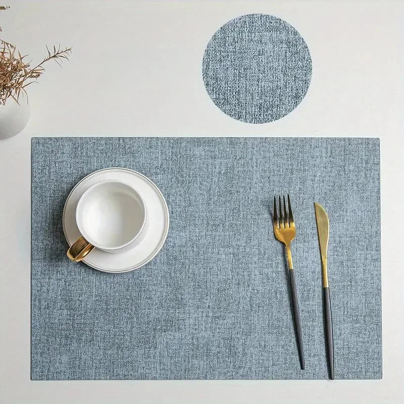 Double-Sided PU Leather Washable Placemats Heat-Resistant Waterproof Non-Slip (4-Pack) - lafenora