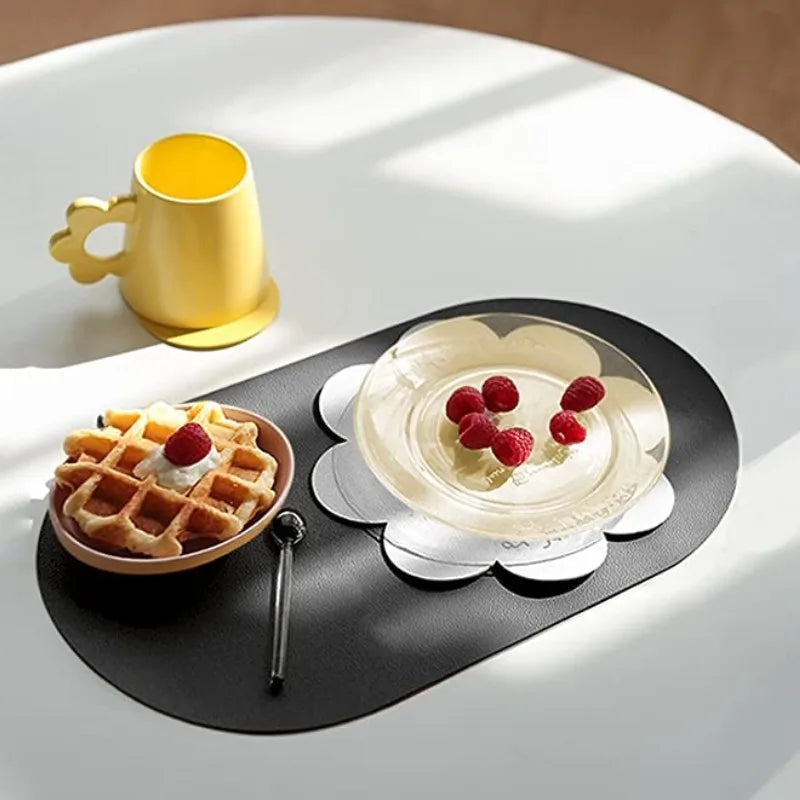 4-Pack Faux Leather Oval Placemats – Washable, Non-Slip, Oil-Proof &amp; Stain-Resistant Table Mats - lafenora