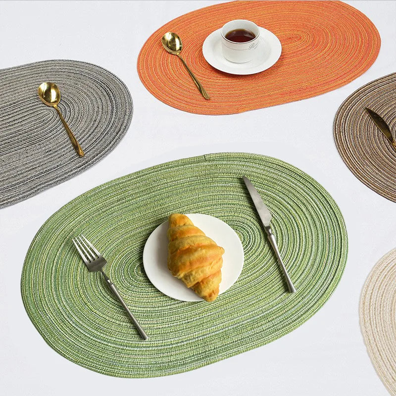 4-Piece Oval PU Placemats Set – Farmhouse &amp; Outdoor Dining Table Mats - lafenora