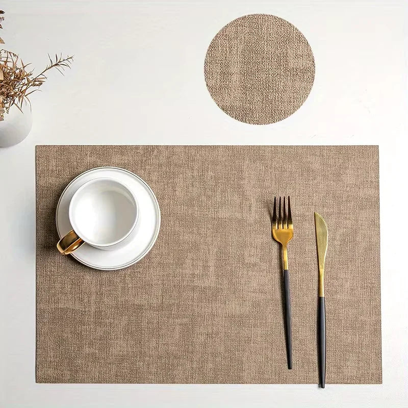 Double-Sided PU Leather Washable Placemats Heat-Resistant Waterproof Non-Slip (4-Pack) - lafenora