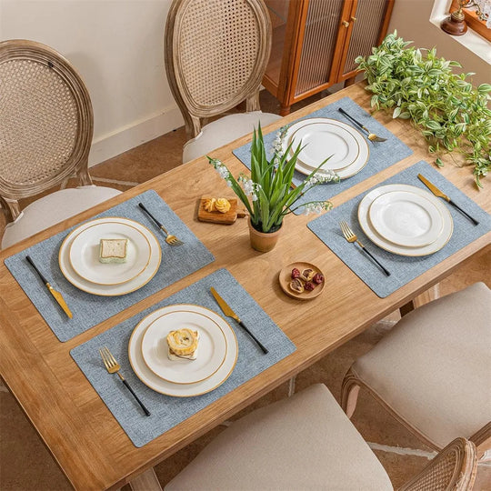 Double-Sided PU Leather Washable Placemats Heat-Resistant Waterproof Non-Slip (4-Pack) - lafenora
