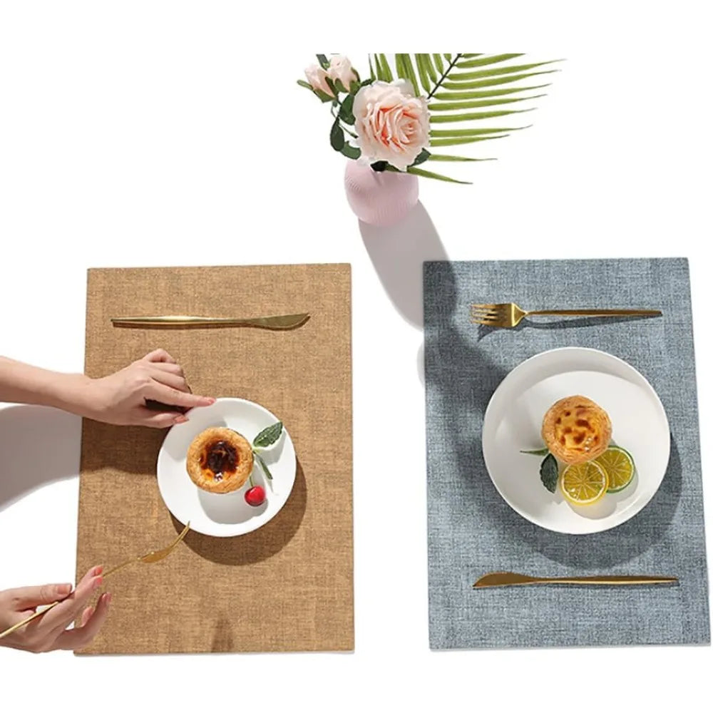 Double-Sided PU Leather Washable Placemats Heat-Resistant Waterproof Non-Slip (4-Pack) - lafenora