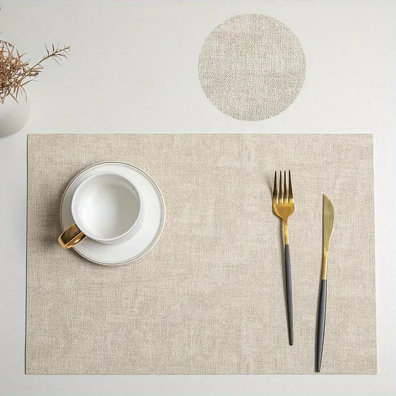 Double-Sided PU Leather Washable Placemats Heat-Resistant Waterproof Non-Slip (4-Pack) - lafenora