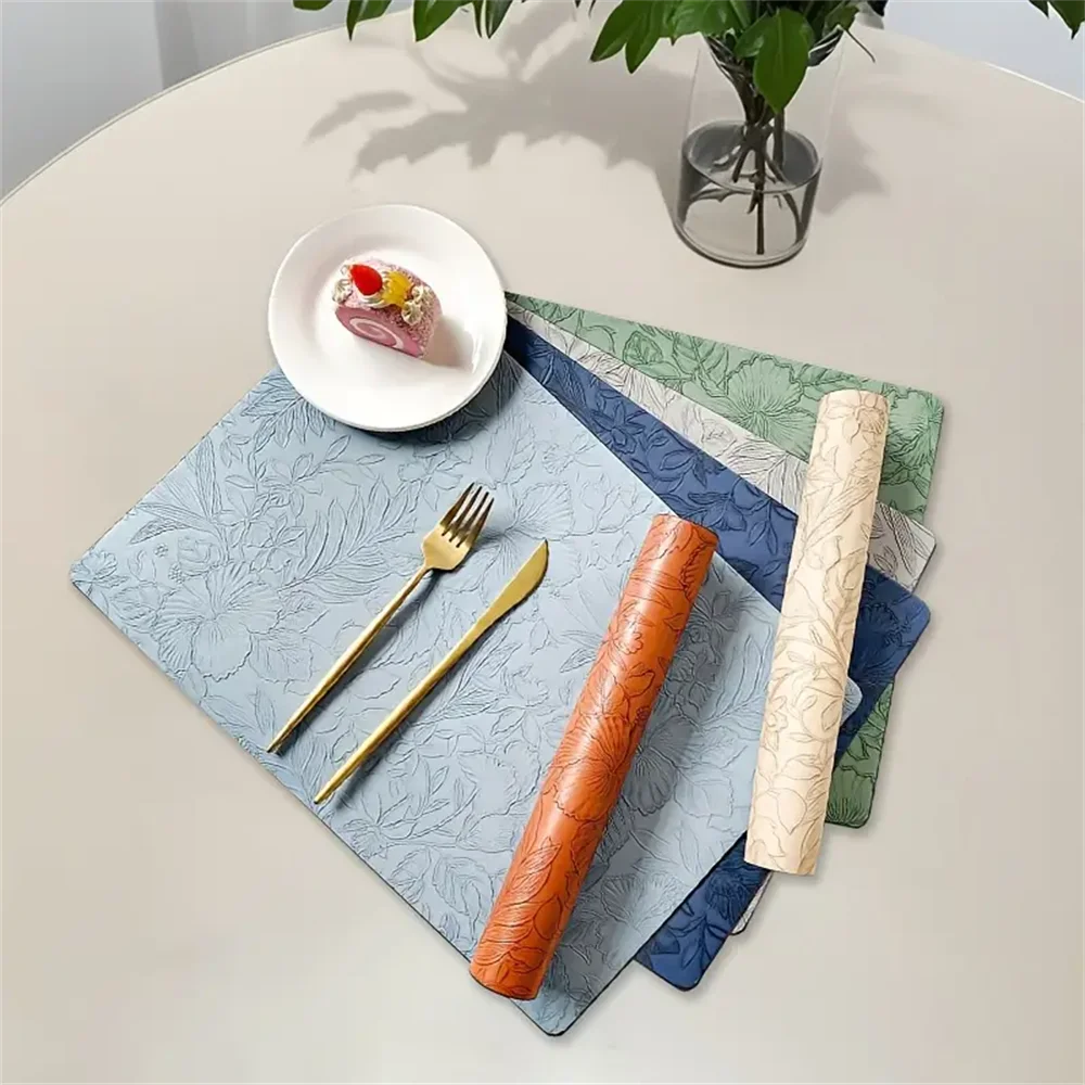 Leather Placemats Heat-Resistant Washable Dining Table Mats Waterproof &amp; Non-Slip - lafenora