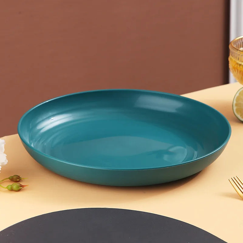 Unbreakable Dinner Plates Cafeteria Reusable Plate Food Trays Dishwasher & Microwave Safe Easy To Clean BPA Free Red - lafenora