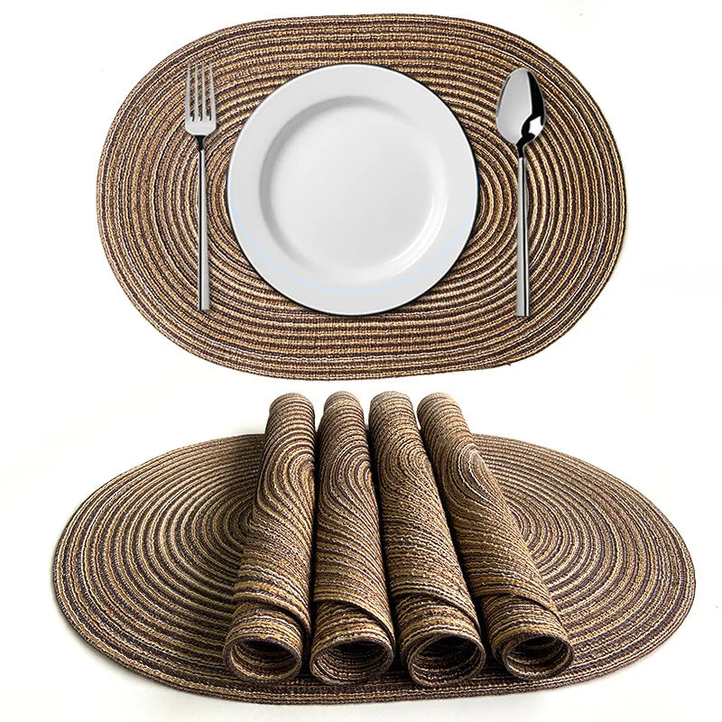 4-Piece Oval PU Placemats Set – Farmhouse &amp; Outdoor Dining Table Mats - lafenora