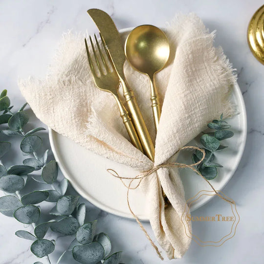 12-Pack Rustic Cotton Gauze Cloth Napkins 41×41cm for Dining, Weddings &amp; Parties - lafenora