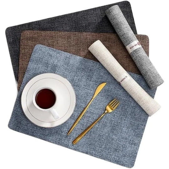Double-Sided PU Leather Washable Placemats Heat-Resistant Waterproof Non-Slip (4-Pack) - lafenora
