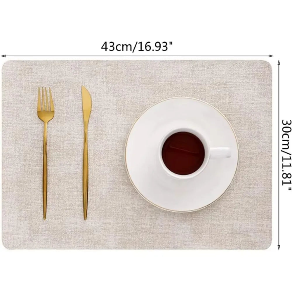 Double-Sided PU Leather Washable Placemats Heat-Resistant Waterproof Non-Slip (4-Pack) - lafenora