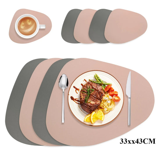 Doublesided Modern Leather Placemats Table Mats - lafenora