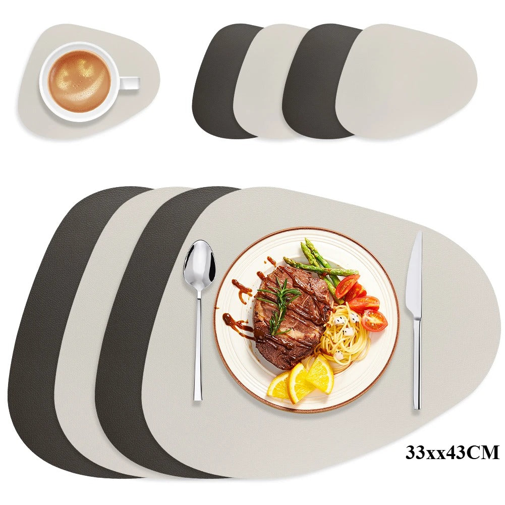 Doublesided Modern Leather Placemats Table Mats - lafenora