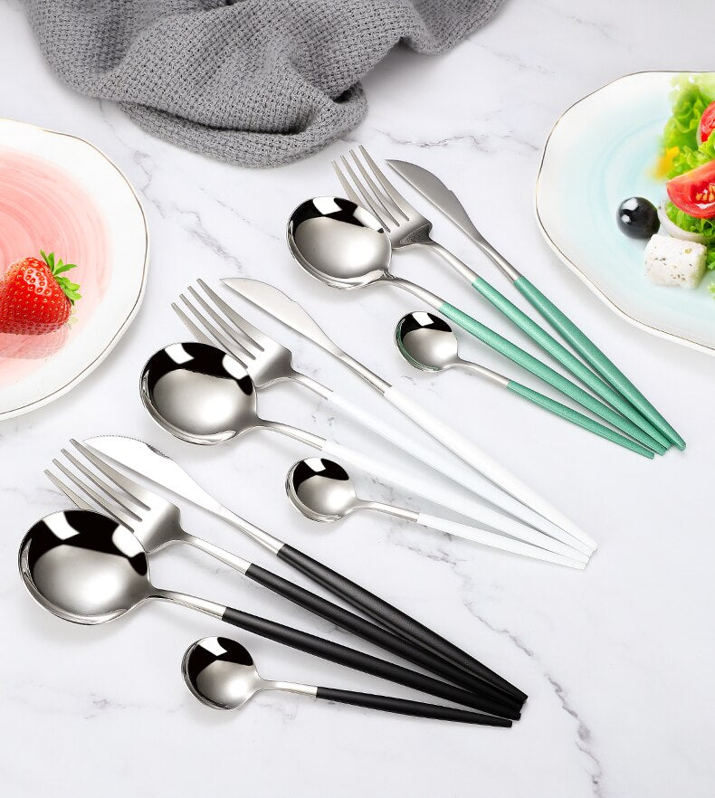 4pcs Stainless Steel Dinnerware Silverware Cutlery Set - lafenora