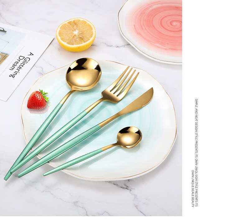 4pcs Stainless Steel Dinnerware Silverware Cutlery Set - lafenora