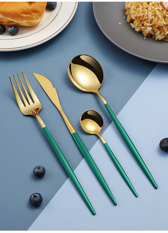 4pcs Stainless Steel Dinnerware Silverware Cutlery Set - lafenora