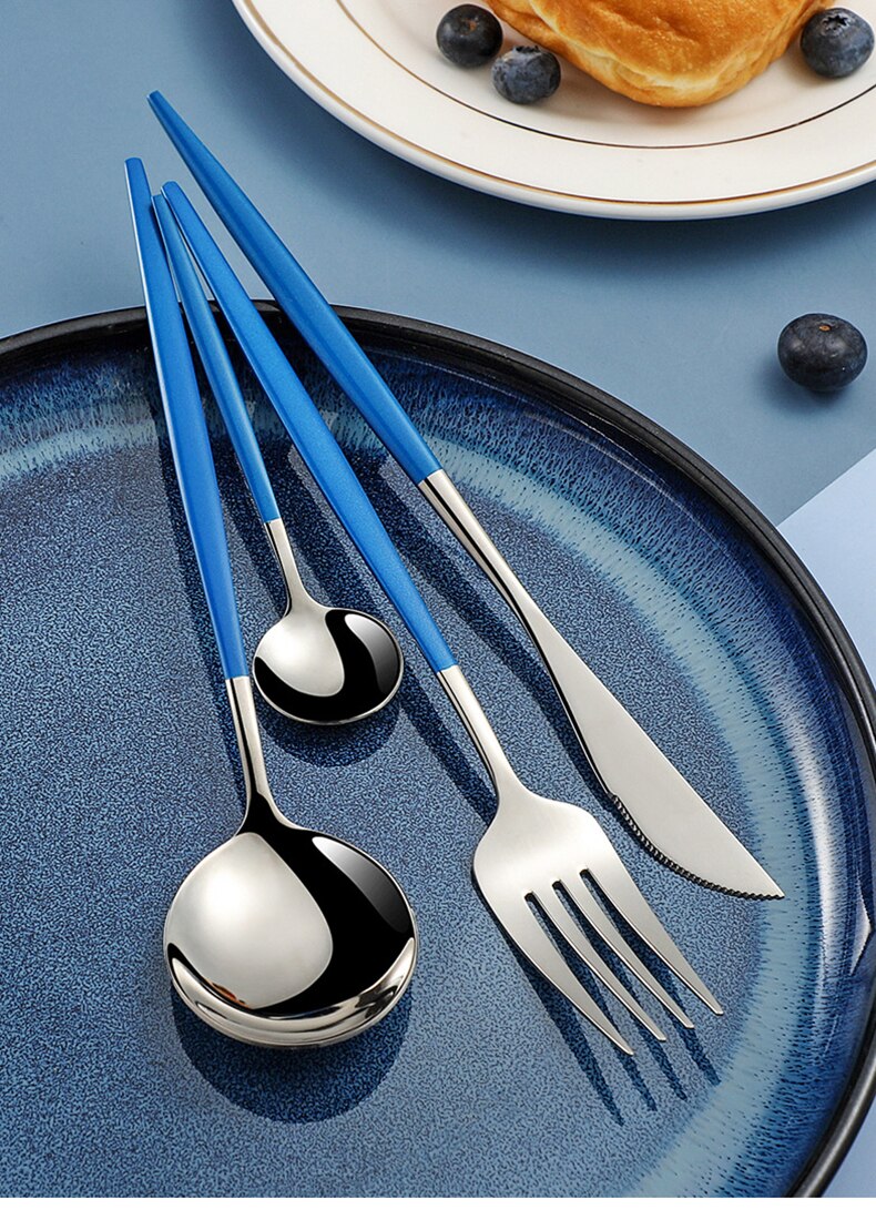 4pcs Stainless Steel Dinnerware Silverware Cutlery Set - lafenora