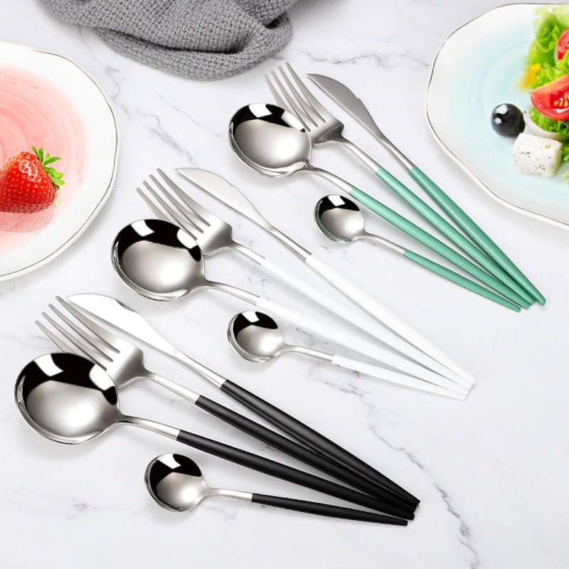4pcs Stainless Steel Dinnerware Silverware Cutlery Set - lafenora