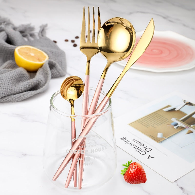 4pcs Stainless Steel Dinnerware Silverware Cutlery Set - lafenora