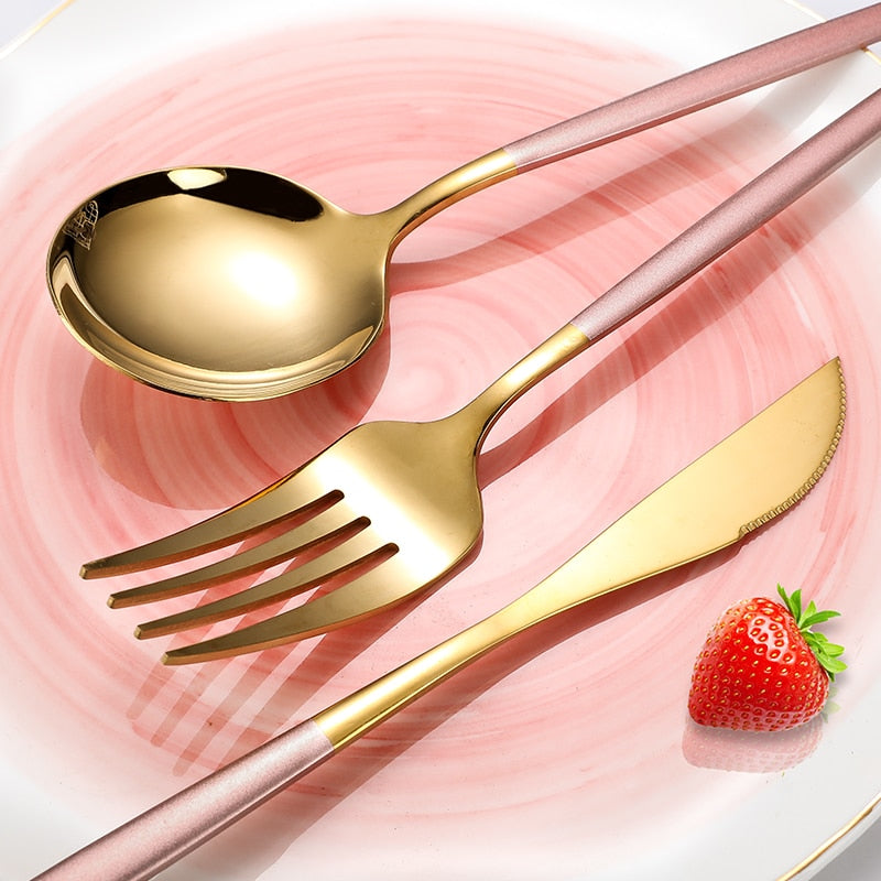 4pcs Stainless Steel Dinnerware Silverware Cutlery Set - lafenora