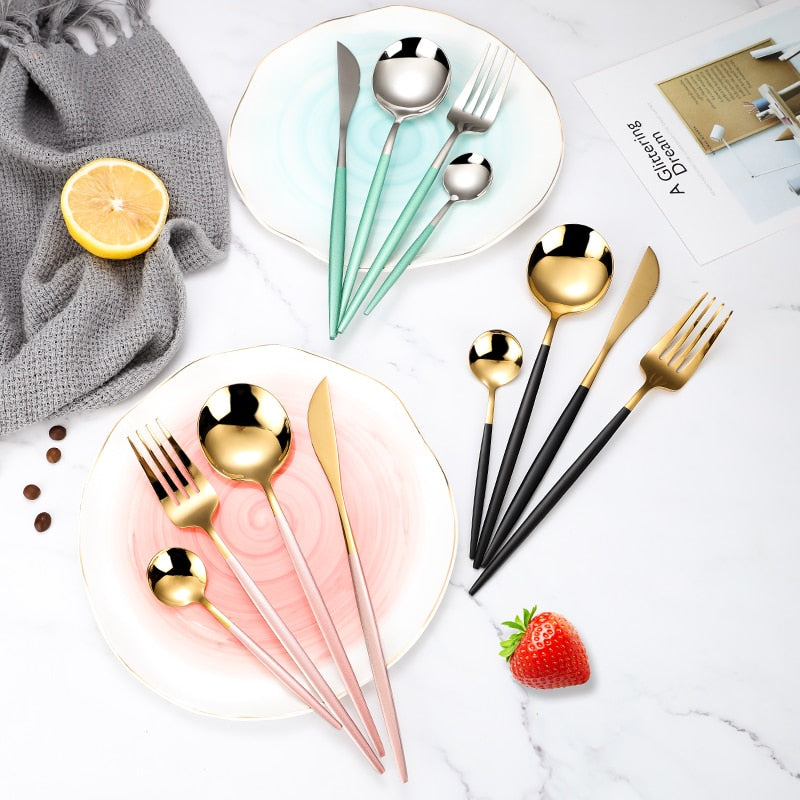 4pcs Stainless Steel Dinnerware Silverware Cutlery Set - lafenora
