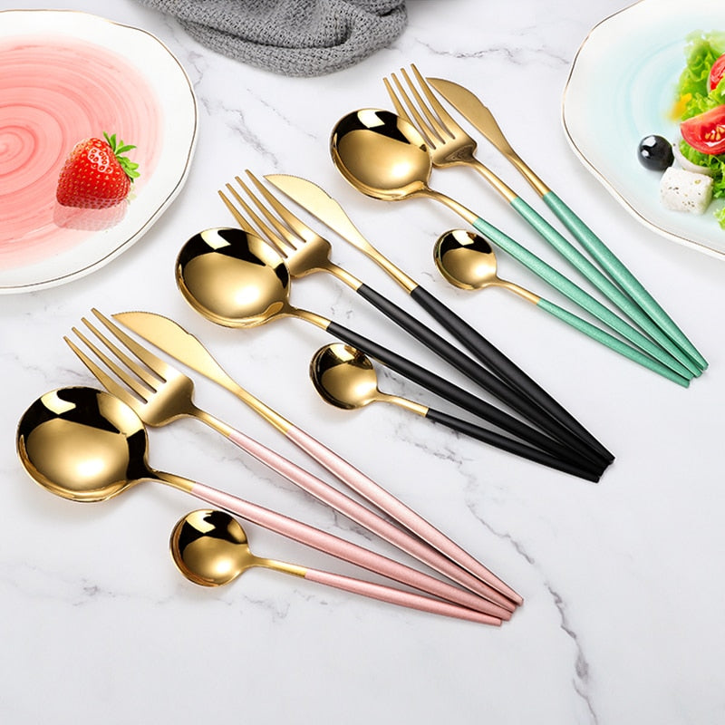 4pcs Stainless Steel Dinnerware Silverware Cutlery Set - lafenora